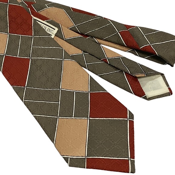 Vintage Givenchy Gentlemen Paris Stripe Plaid Diamond Textured Men's Tie Necktie - Picture 2 of 5